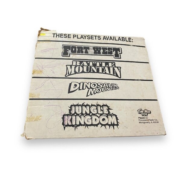 Vintage Tim Mee Toys Dinosaur Mountain Playset With Box Figures Cavemen Made USA - Picture 4 of 6